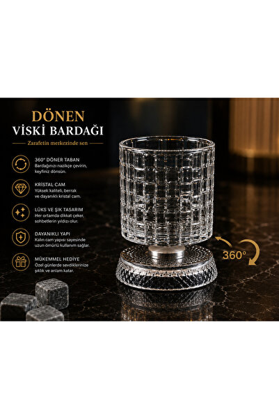 Genel Markalar 360° Dönen Premium Kokteyl Bardağı Metal Mekanizmalı Özel Tasa...