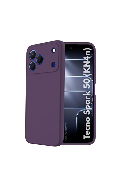 Tecno Spark 50 Uyumlu Silikon Kılıf - Pastel Renk Tonu Kamera Korumalı Esnek Kapak - Mor