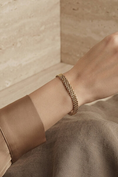 Rua Jewelry Steel Weave Chain Bracelet 6 mm Gold Color |   Anti-Tarnish, Wome...