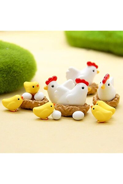 Generic 12Pcs Miniature Hen Chicken Family Egg Statue Figurine Garden Decor O...