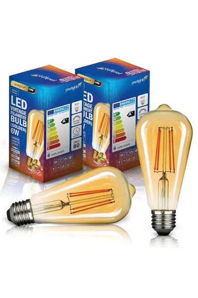 Generic LED Vintage Edison Bulb, 6W E27, ST64 Golden, 2700K Warm White, 2Year...