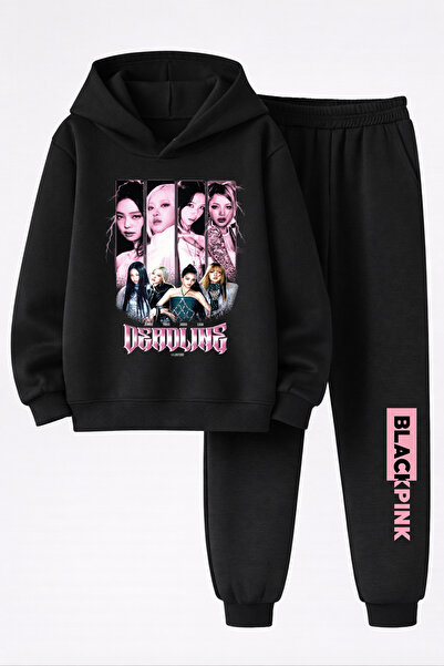 MAGORS Blackpink Printed 3-Ply Quality Sweatshirt and Trackpants Kids Bottom-...