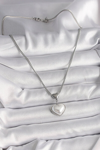 online kapsulavm avm alışveriş 316L Steel Silver Color Chain 3D Heart Model W...