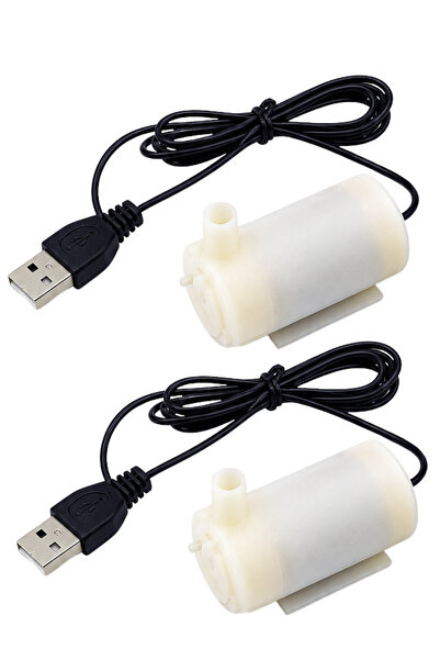 RoboPazar 2 Adet 5V USB Mini Dalgıç Su Pompası – Akvaryum, Hidroponik ve Su Sirkülasyon Pompası Seti