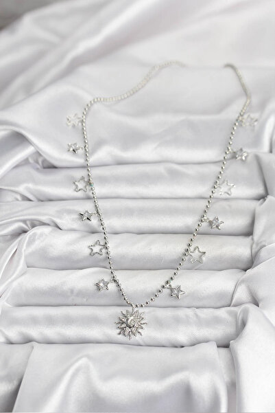 online kapsulavm avm alışveriş Brass Silver Color Sun Model Women's Necklace