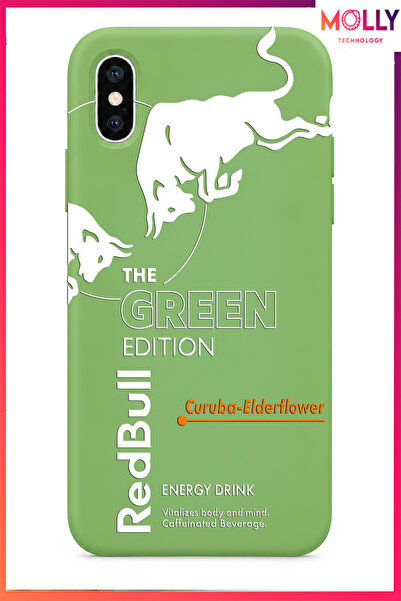 Molly iPhone X/XS İçin Fıstık Yeşili Redbull The Green Edition Desenli İçi Ka...