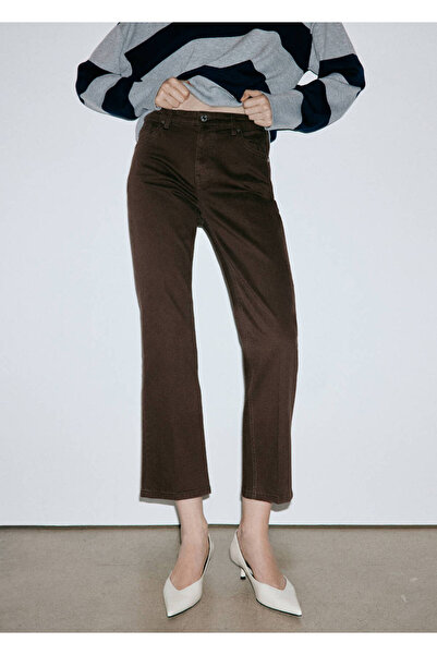 MANGO Woman Sienna flare crop jean pantolon