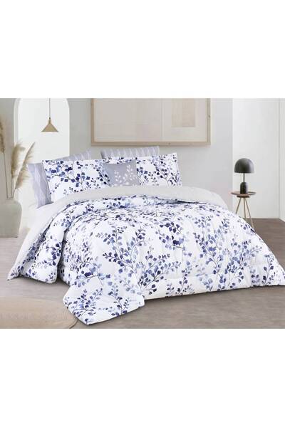 Alhabib bedding Salerno Summer Double Duvet Cover Set White and Blue Checkere...