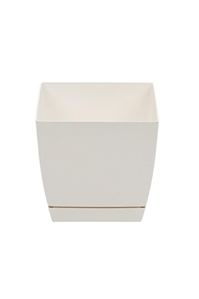 OEM Ghiveci din plastic Coubi, cu farfurie, patrat, alb 24 x 24 x 22 cm