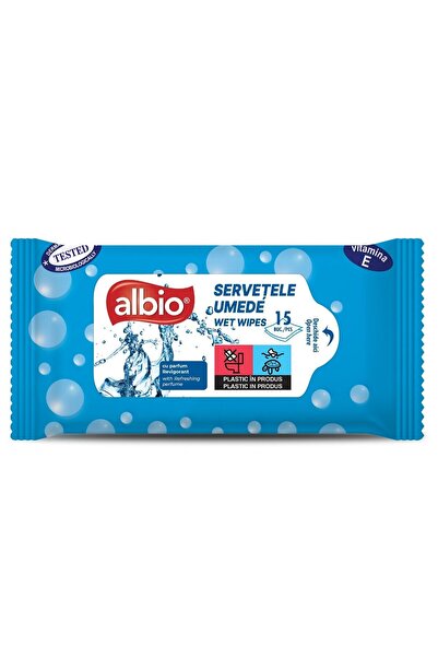 OEM Albio wet hand wipes, fresh, white, 15 pcs / pack