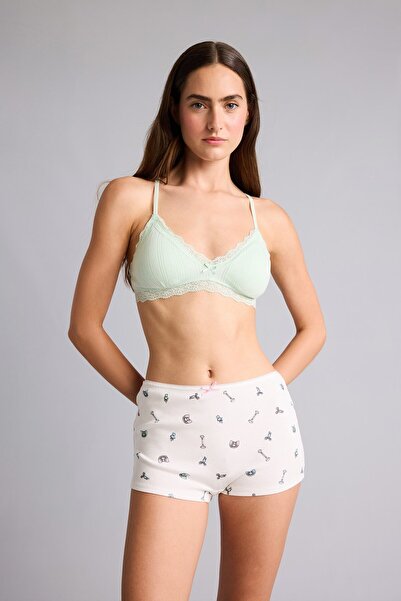 DeFacto Lace Detailed Ribbed Yellow Boxer G6447Ax26Sm