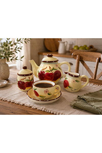 Generic Brand Σετ Τσαγιού Κεραμικό με μηλα – Country Style-15τεμ