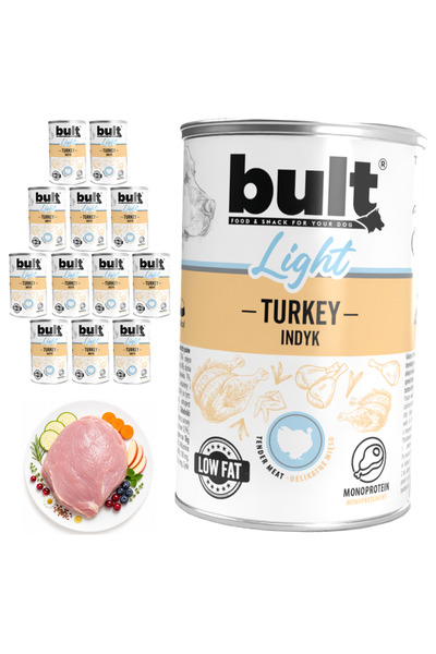 Bult LIGHT hrană umedă completă pentru câini cu curcan, conservă 12x400g