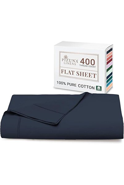 GENERAL 100% Cotton Flat Bed Sheet Single Size 400 Thread Count Long Staple C...