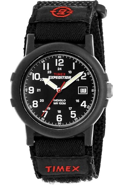 Timex ساعة اكسبيديشن اكاديا للرجال بالحجم الكامل من تيميكس، تناظري، بمينا أسود