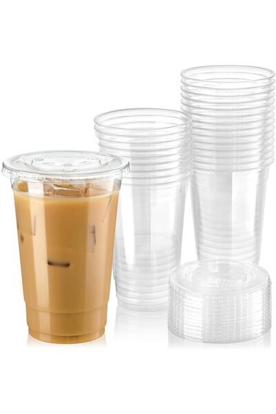 GENERAL Bpa Free Clear 16 oz Flat Bottom Plastic Cups with Holes for Ice Cold...