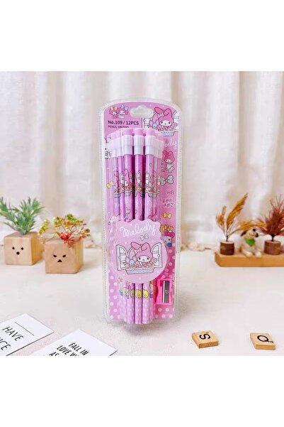 synshop Cute Rabbit Mymelodi Melodyyy Patterned Pink 12-Piece Hb Pencil Set w...