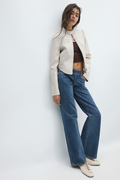 Stradivarius Suni deri crop biker ceket