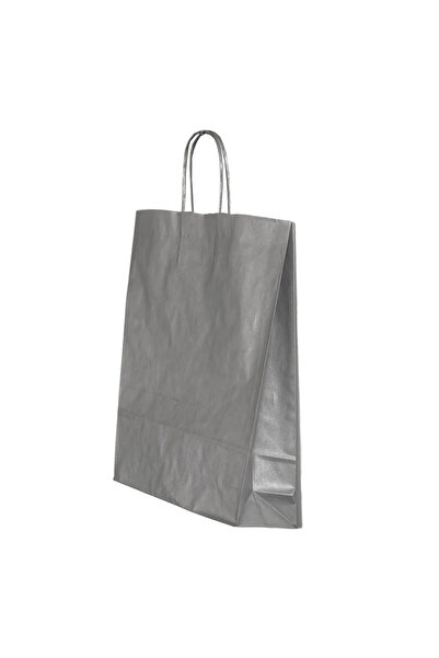 MC Micostore Хартиена торбичка с усукана дръжка 26 x 12 x 35 см сребристо/бял...
