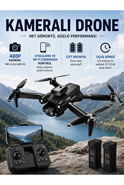 Unico Karbon Desen, Kameralı Katlanabilir Drone, Çift Batarya, WiFi FPV Canlı Görüntü, Taşıma Çantalı