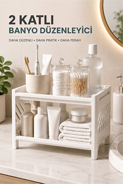 Kitchen Live 2 Katlı Makyaj ve Banyo Organizeri Çok Amaçlı Düzenleyici