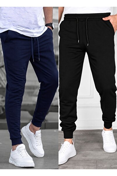 TORUK MAKTO Set of 2 Unisex Ribbed Leg Sweatpants Jogger Comfortable Fit Dail...