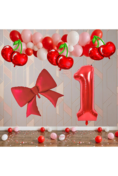 RÖNESANS PARTİ Rönesans Cherry Themed Luxury Birthday Celebration Set Age-1