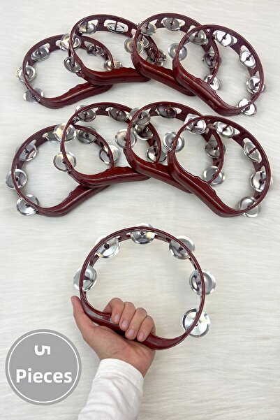 ZEYMERADE Μπορντό νυφικό ντέφι, 5 τεφίτσες με πλαστικά κουδουνάκια, για νυφικ...