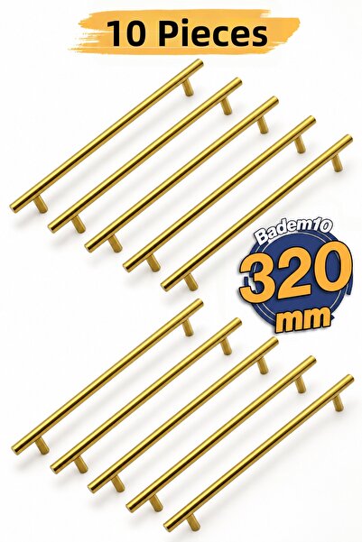 Badem10 Alteta Gold 10PCS Χρυσό 320 mm Μεταλλική λαβή επίπλων Ντουλάπι κουζίν...
