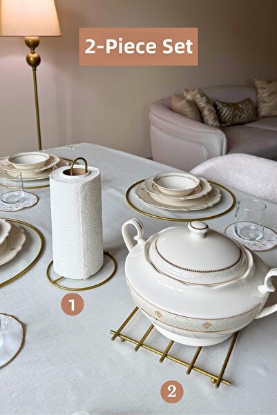 Edora Home مجموعة من 2 حامل مناديل ورقية ذهبية غير لامعة للمطبخ