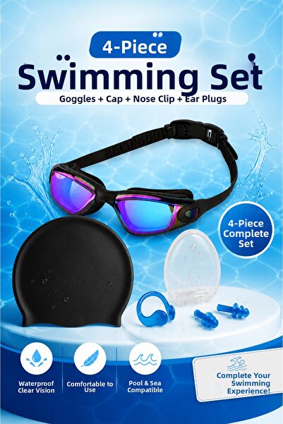 Onetick Set of 4 Adult Mirrored Colored Swimming Goggles
