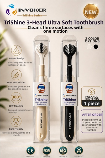 INVOKER Toothbrush Ultra Soft 3-Headed New Generation Model Toothbrush with B...