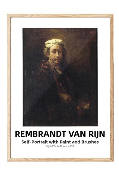 Postifull Rembrandt Vin Rijn - Autoportret cu pictură și pensule, Tablou înră...