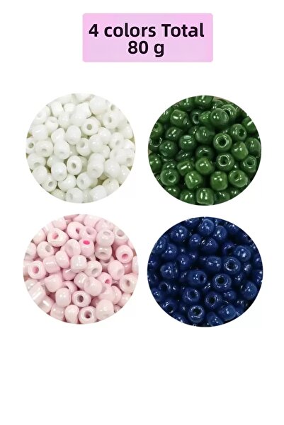 Mestore Large size cast glass sand beads (6/0) 4 mm - 4 colors - total 80 gra...
