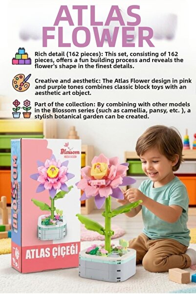 Tıfıl Toys زهرة أطلس من الكتل الخرسانية! مجموعة ألعاب تعليمية على شكل زهرة قا...