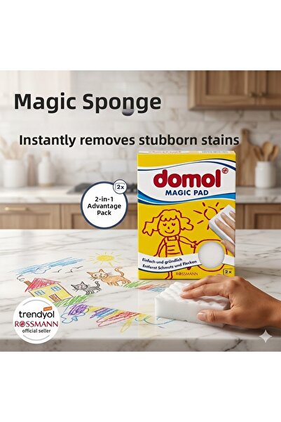 DOMOL Magic Cleaning Sponge Magic Pad 2-Pack