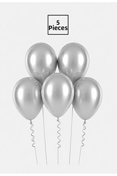 Balonsan Silver Metallic Balloon 5 Pieces