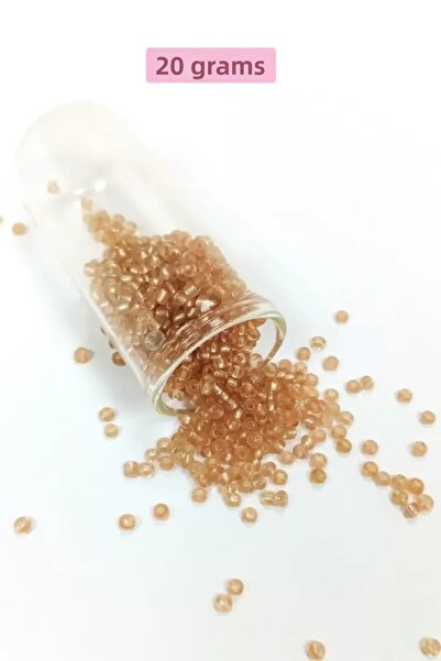 Generic Brand Cast glass sand beads (8/0) 3 mm - 20 grams - transparent honey...