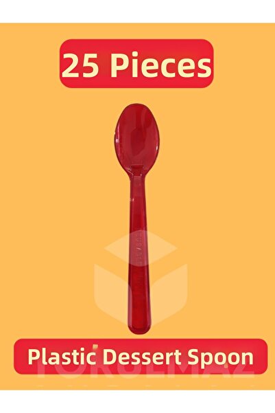 yorulmaz ambalaj ❤️   25 Pieces of Red Crystal Dessert and Ice Cream Spoons �...