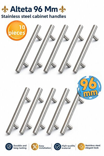 Badem10 Alteta 96 Mm - 9,6 Cm Inox Metal 10 Bucăți Mobilier Bucătărie Sertar ...