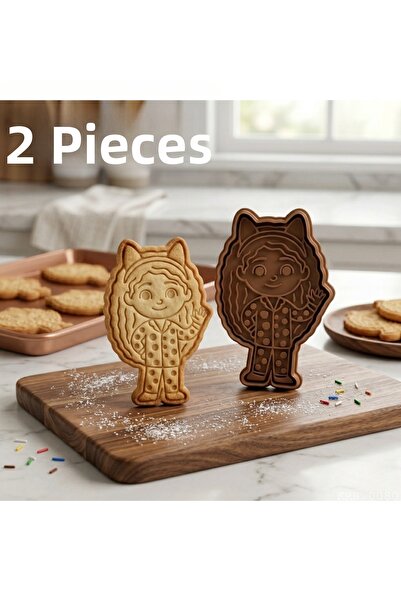 EGATOPTAN 2Li Cat Ear Girl Dough Sculpting Cookie Mold Play Dough Mold 8 5 cm
