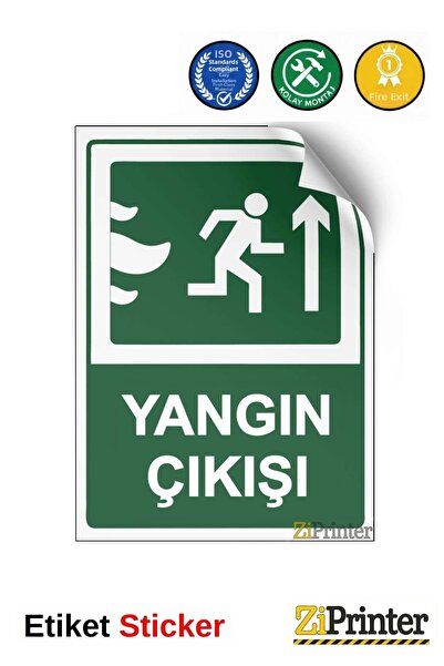 ZiPrinter Fire Exit Isg Warning Sign Sticker 70X100 cm