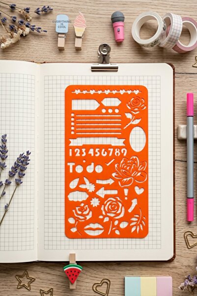 Karmelom Studio Στένσιλ-χάρακας Bullet Journal με αριθμούς και μοτίβα λουλουδ...