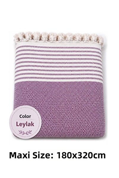 Mandaş Lilac - Cotton Non-Slip Wicker Woven Maxi Size Sofa Cover (180X310)