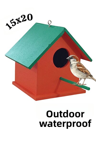 değerli hobi Wooden Bird Nest Bird House Outdoor Water Resistant 15x15x20 Cm