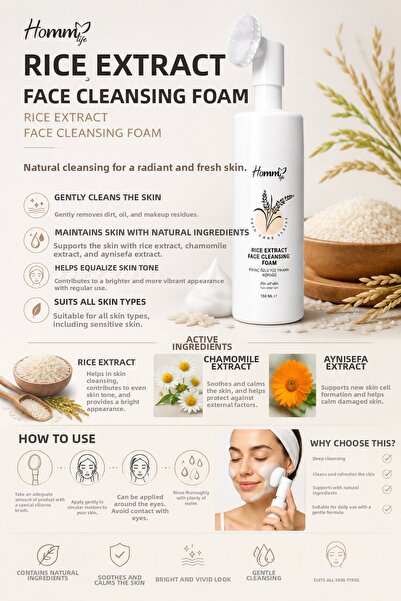 Homm Bitkisel Türkiye Homm Life Rice Extract Face Wash Foam
