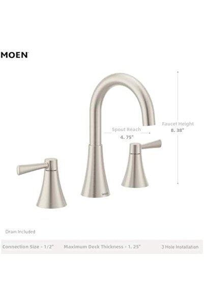 Yıldızan Terra Organik Ronan Matte Black Two-Handle Widespread Modern Bathroo...