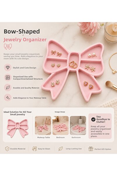 StudioAslanDesign Bow-Shaped Jewelry Organizer |   Earring, Ring, and Necklac...
