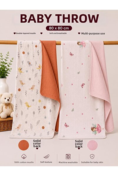 Zümra Baby Multi-Purpose Double-Sided Muslin Blanket & Blanket Set of 2 100% ...
