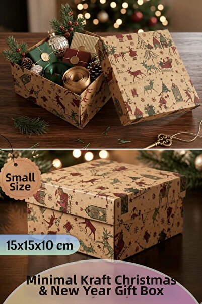 Dantelux New Year & Christmas Gift Box - Kraft Christmas Patterned Gift Box -...